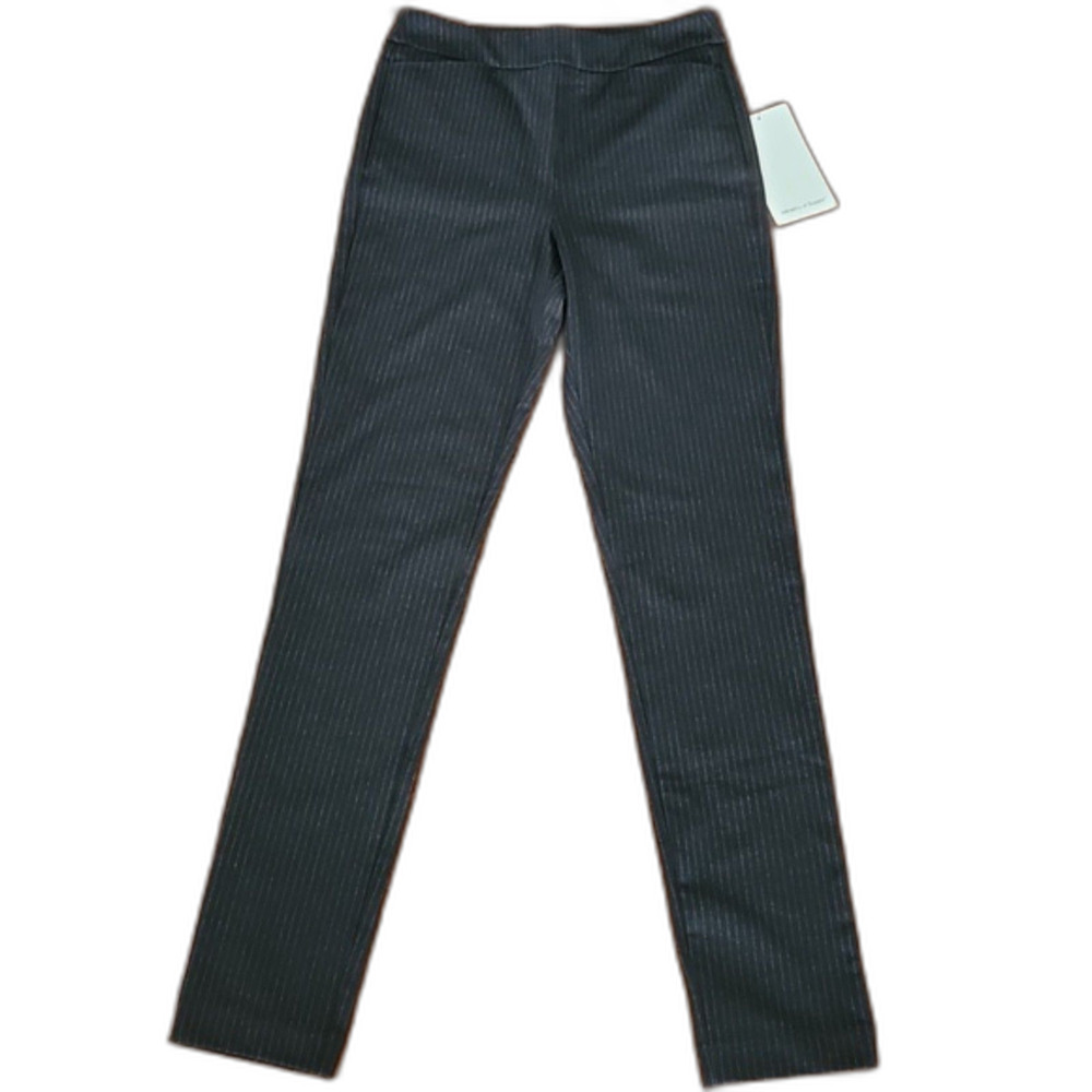 NWT Ministries of Supply Women's Fusion Straight Leg Pant, Black Pin Striped, XS